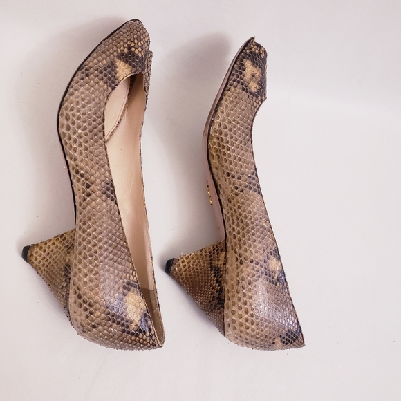 Prada Python Snakeskin Pattern Peeptoe Heels 36.5 - Picture 5 of 12